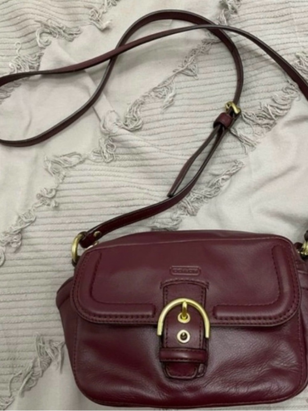 Coach Burgundy Campbell Camera Crossbody Bag